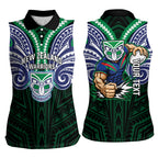 Custom New Zealand Warriors Women Sleeveless Polo Shirt Maori Warrior Polynesia Islander Rugby Mascot