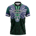 Custom New Zealand Warriors Zipper Polo Shirt Maori Warrior Polynesia Islander Rugby Mascot