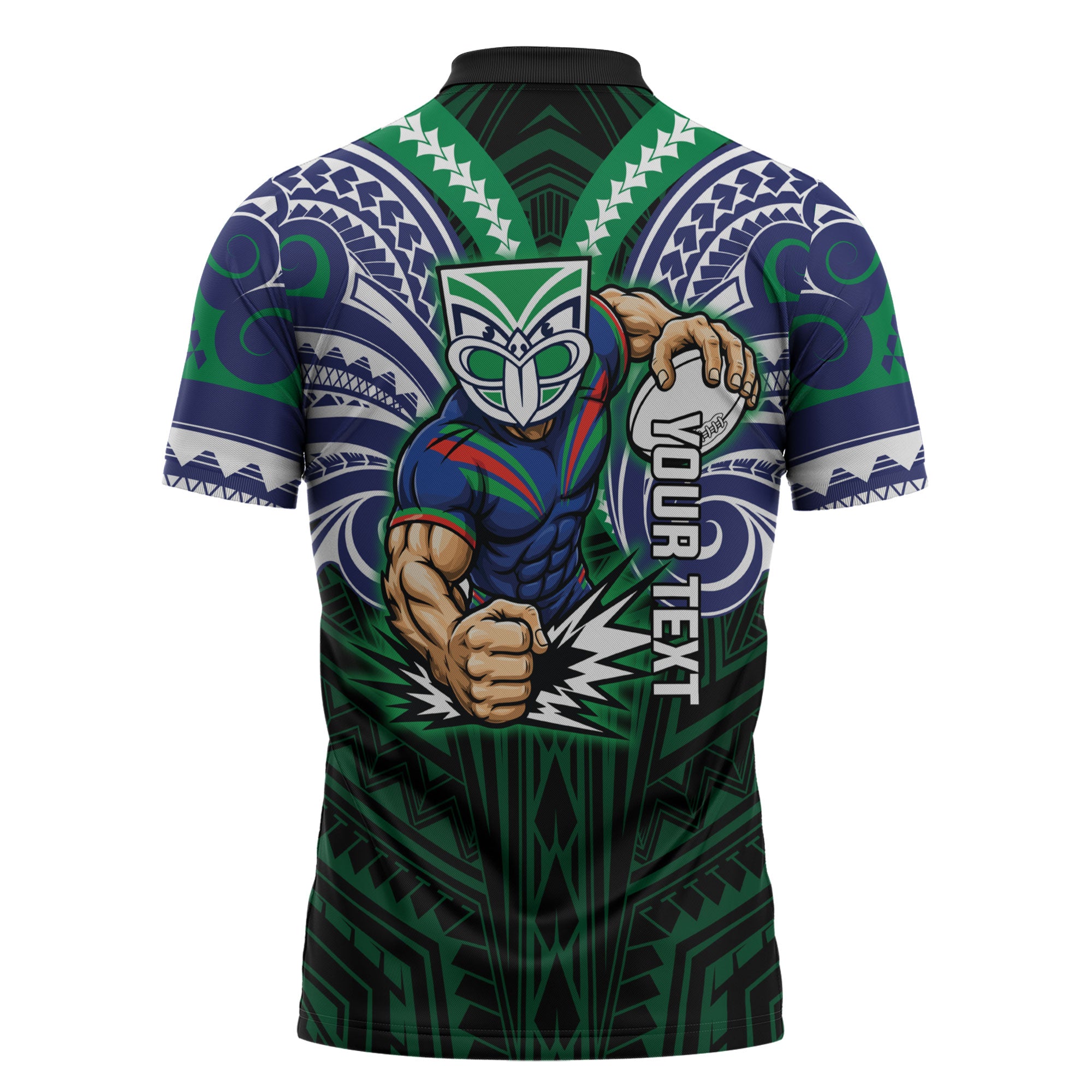 Custom New Zealand Warriors Zipper Polo Shirt Maori Warrior Polynesia Islander Rugby Mascot