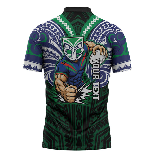 Custom New Zealand Warriors Zipper Polo Shirt Maori Warrior Polynesia Islander Rugby Mascot