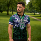 Custom New Zealand Warriors Zipper Polo Shirt Maori Warrior Polynesia Islander Rugby Mascot