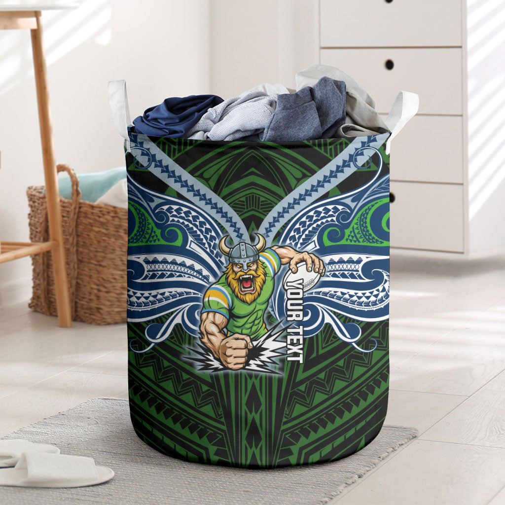 Custom Canberra Raiders Laundry Basket Viking Warrior Polynesia Islander Rugby Mascot