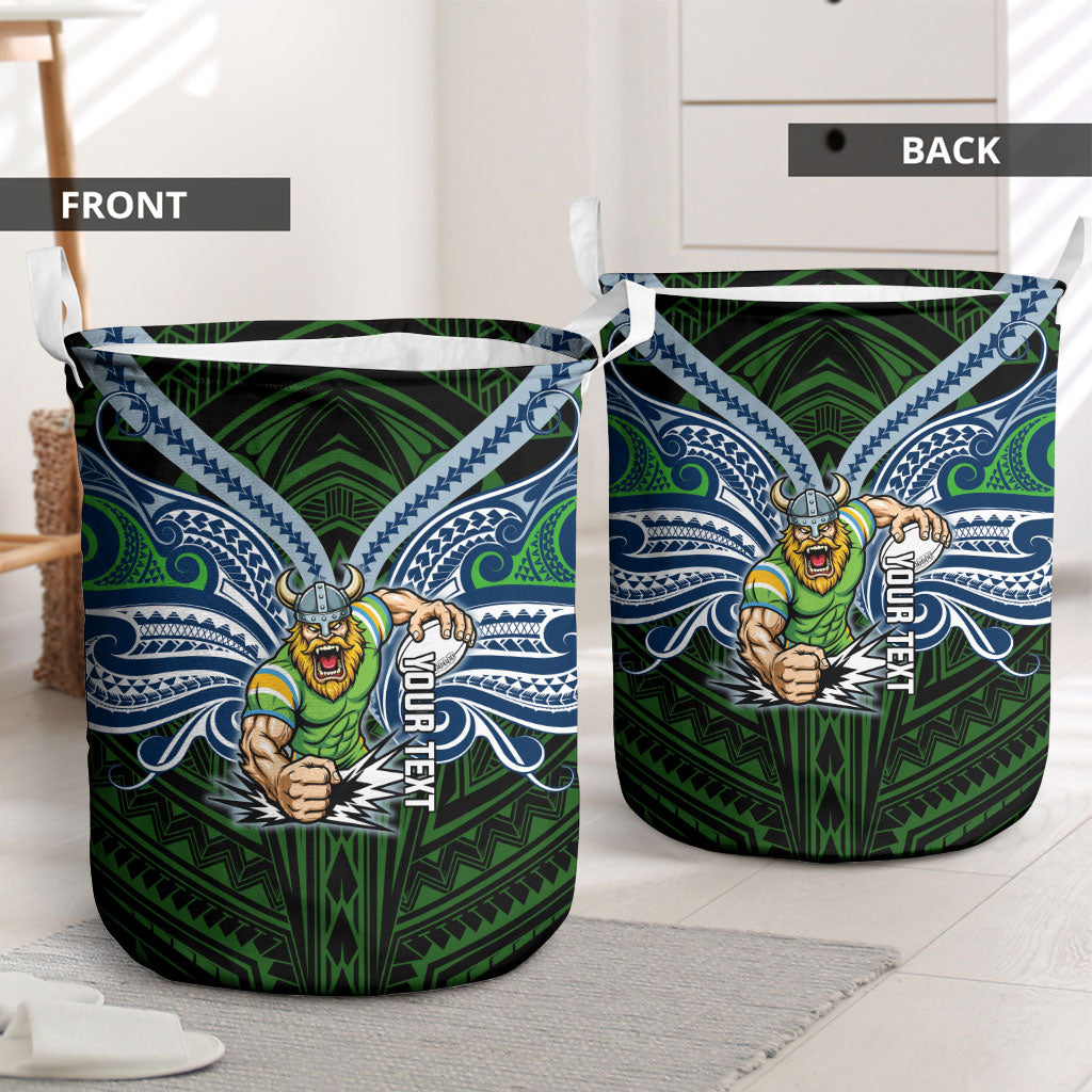 Custom Canberra Raiders Laundry Basket Viking Warrior Polynesia Islander Rugby Mascot