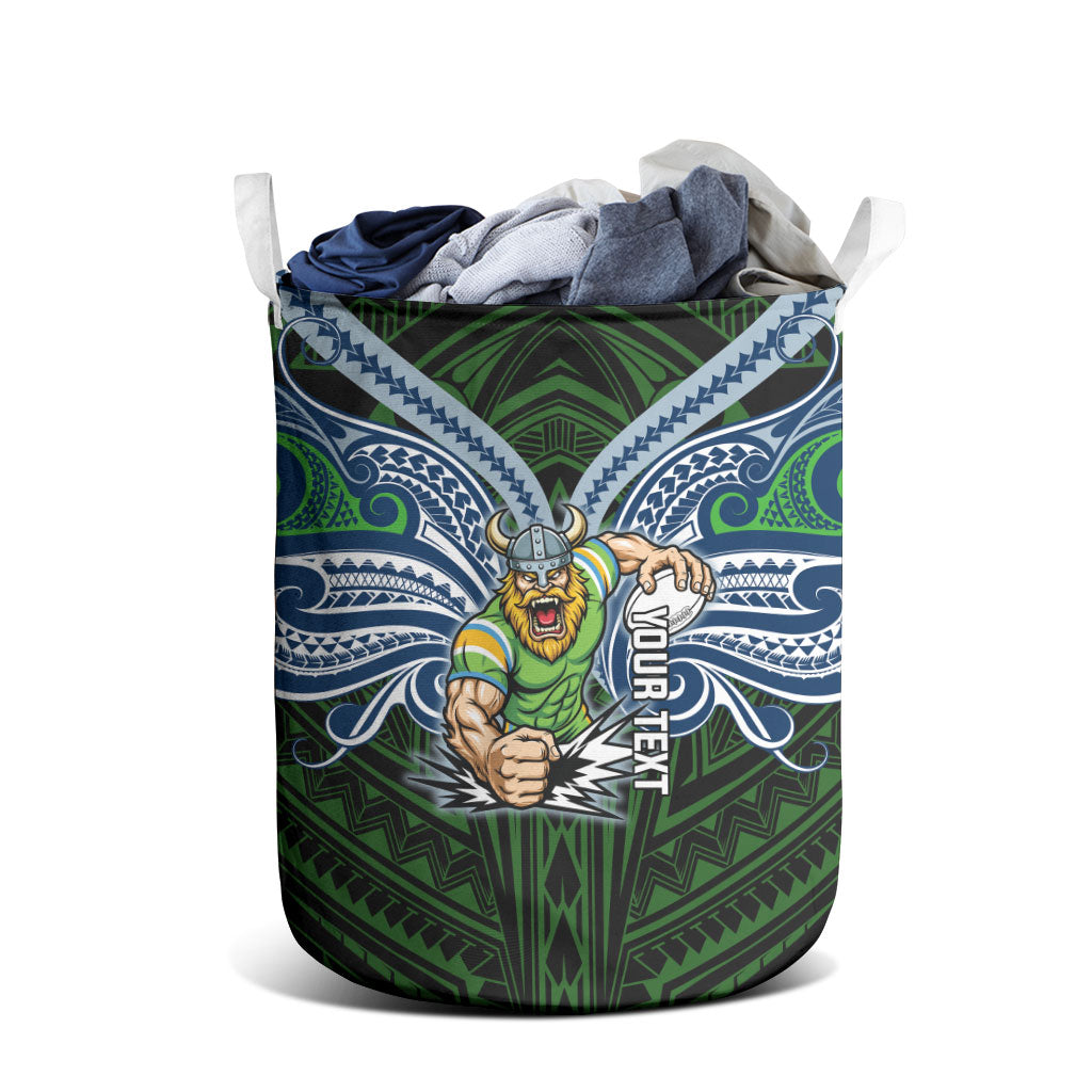 Custom Canberra Raiders Laundry Basket Viking Warrior Polynesia Islander Rugby Mascot