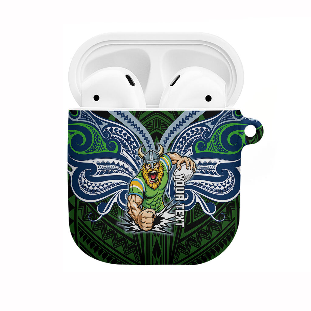 Custom Canberra Raiders AirPods Case Viking Warrior Polynesia Islander Rugby Mascot