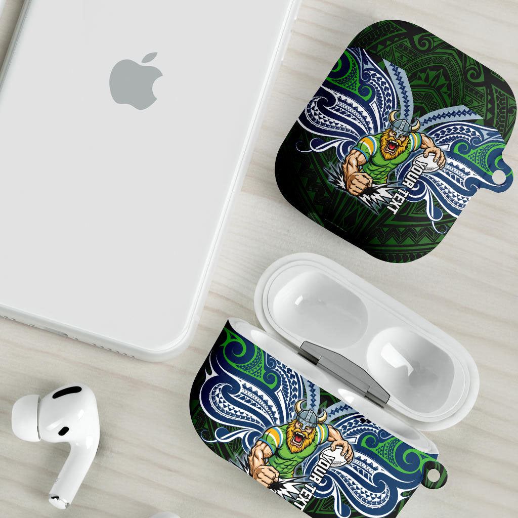 Custom Canberra Raiders AirPods Case Viking Warrior Polynesia Islander Rugby Mascot