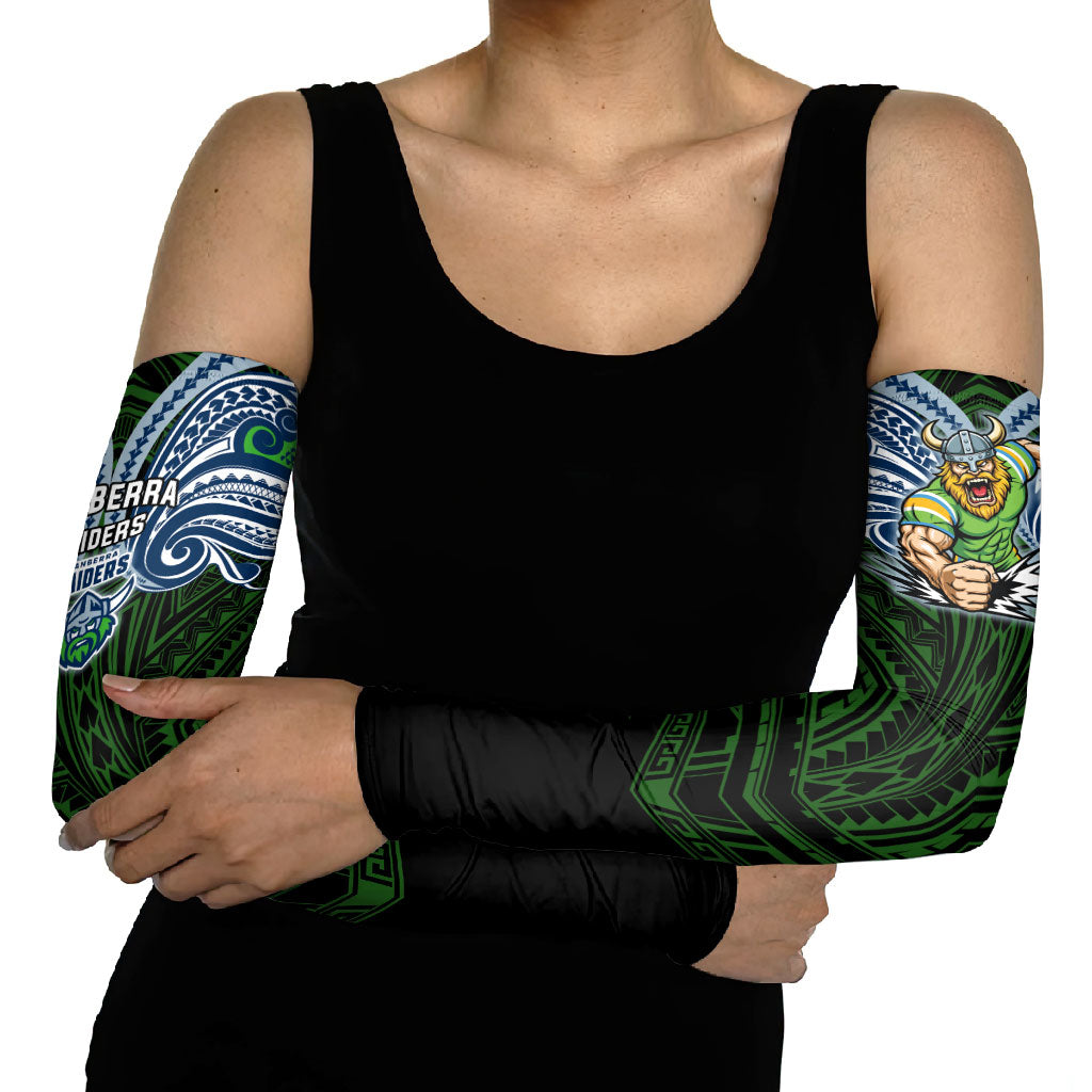 Custom Canberra Raiders Arm Sleeves Viking Warrior Polynesia Islander Rugby Mascot