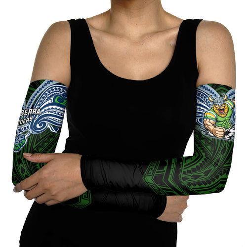 Custom Canberra Raiders Arm Sleeves Viking Warrior Polynesia Islander Rugby Mascot