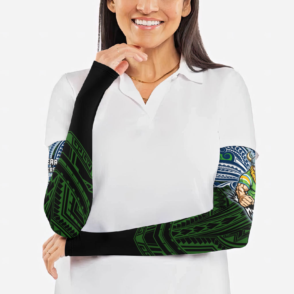 Custom Canberra Raiders Arm Sleeves Viking Warrior Polynesia Islander Rugby Mascot