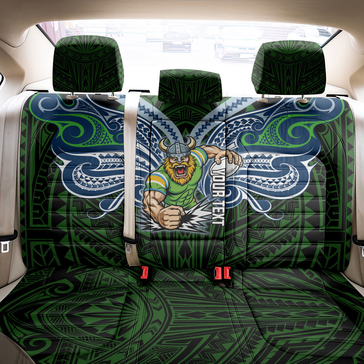 Custom Canberra Raiders Back Car Seat Cover Viking Warrior Polynesia Islander Rugby Mascot