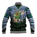 Custom Canberra Raiders Baseball Jacket Viking Warrior Polynesia Islander Rugby Mascot