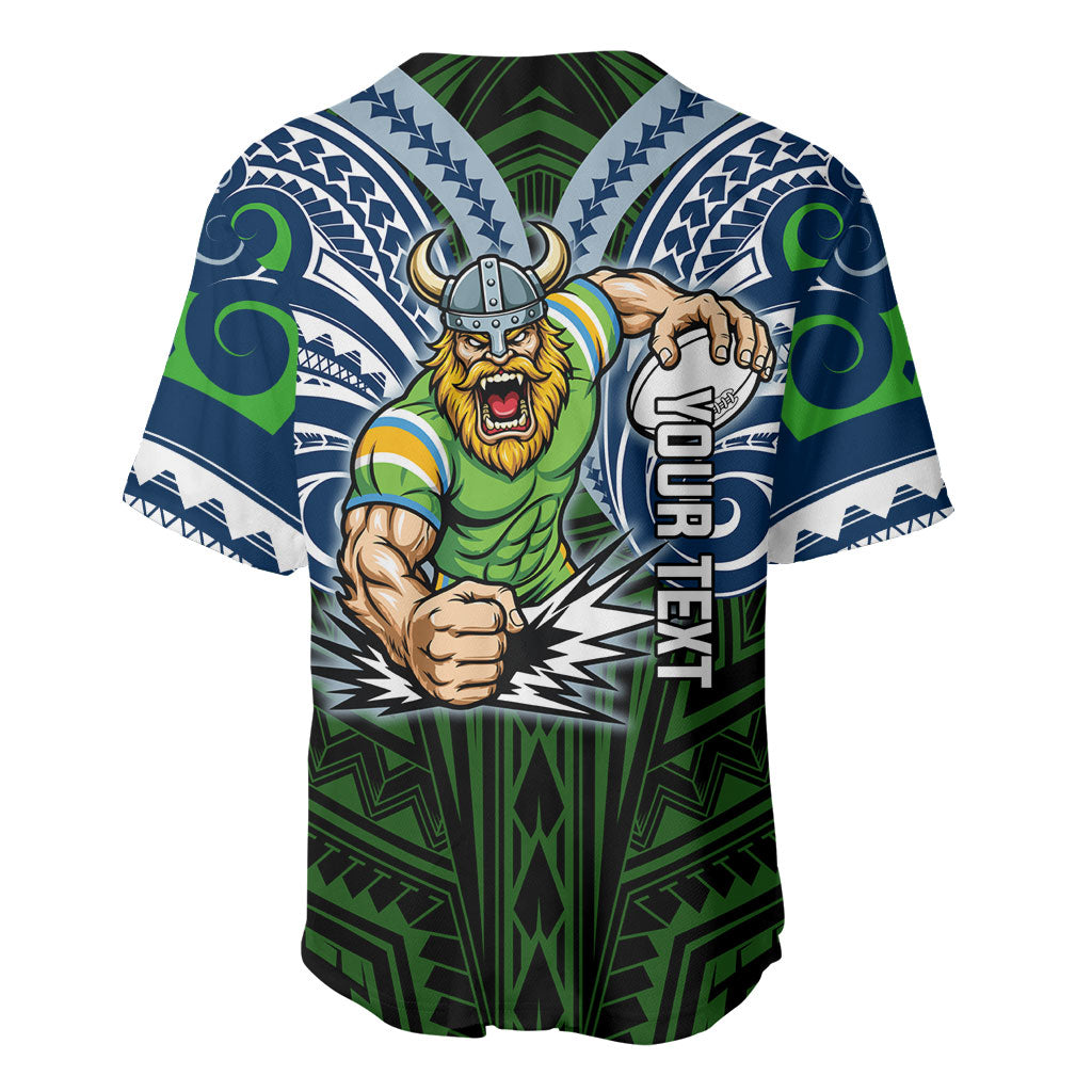 Custom Canberra Raiders Baseball Jersey Viking Warrior Polynesia Islander Rugby Mascot