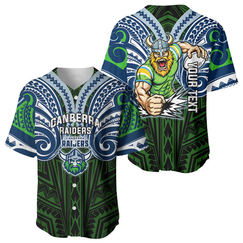 Custom Canberra Raiders Baseball Jersey Viking Warrior Polynesia Islander Rugby Mascot
