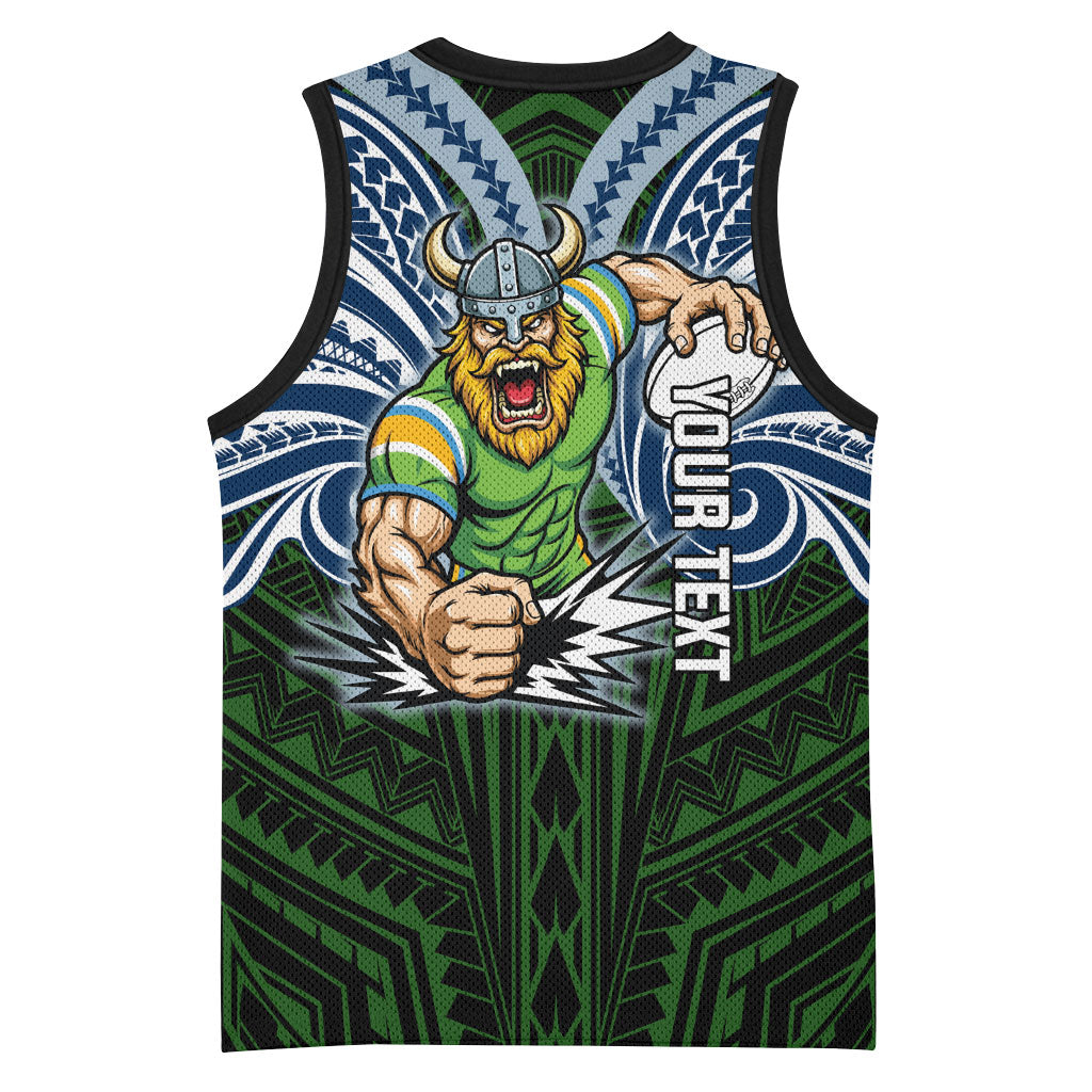 Custom Canberra Raiders Basketball Jersey Viking Warrior Polynesia Islander Rugby Mascot