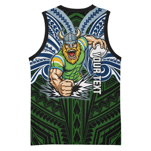 Custom Canberra Raiders Basketball Jersey Viking Warrior Polynesia Islander Rugby Mascot
