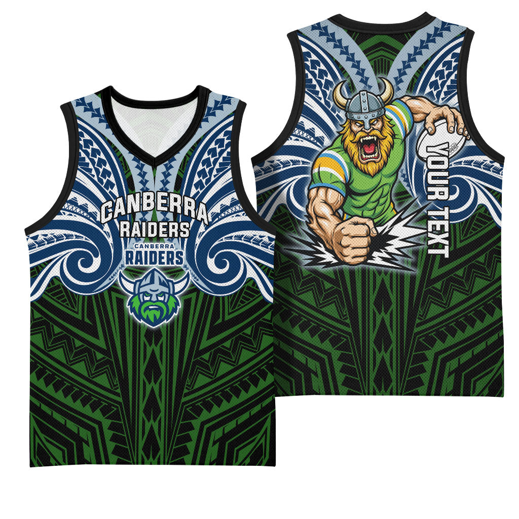Custom Canberra Raiders Basketball Jersey Viking Warrior Polynesia Islander Rugby Mascot