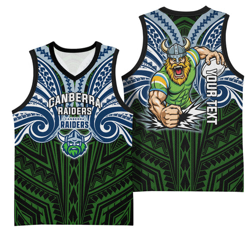 Custom Canberra Raiders Basketball Jersey Viking Warrior Polynesia Islander Rugby Mascot