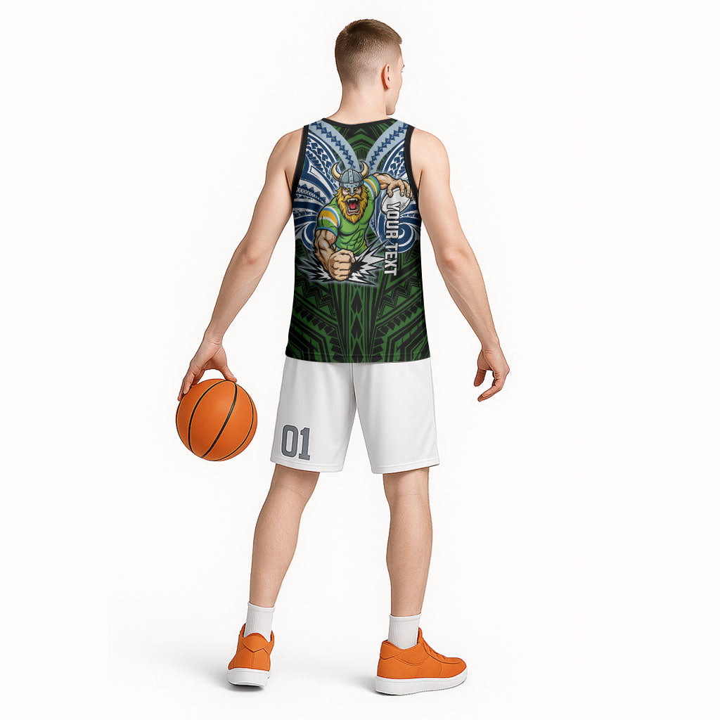 Custom Canberra Raiders Basketball Jersey Viking Warrior Polynesia Islander Rugby Mascot