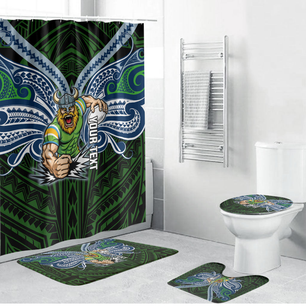 Custom Canberra Raiders Bathroom Set Viking Warrior Polynesia Islander Rugby Mascot
