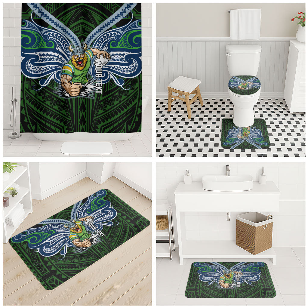 Custom Canberra Raiders Bathroom Set Viking Warrior Polynesia Islander Rugby Mascot