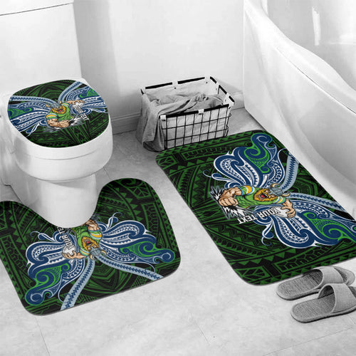 Custom Canberra Raiders Bathroom Set Viking Warrior Polynesia Islander Rugby Mascot