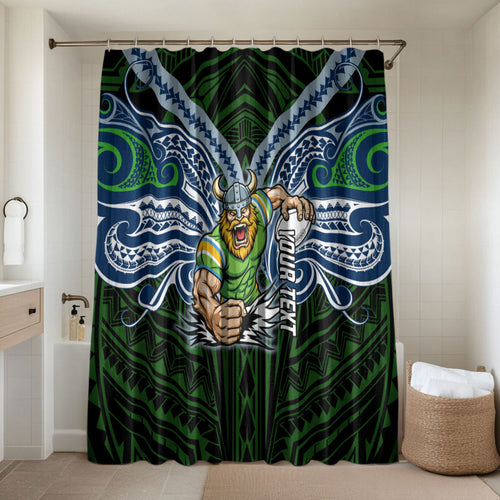 Custom Canberra Raiders Bathroom Set Viking Warrior Polynesia Islander Rugby Mascot
