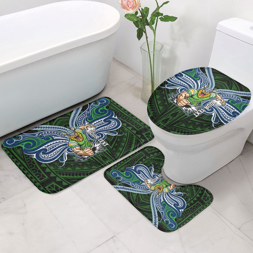 Custom Canberra Raiders Bathroom Set Viking Warrior Polynesia Islander Rugby Mascot