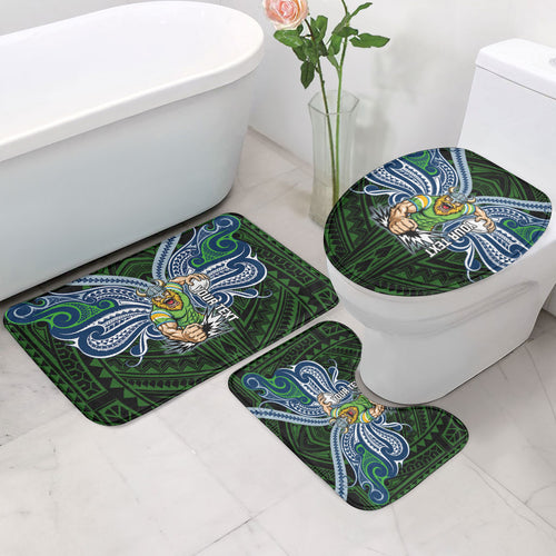 Custom Canberra Raiders Bathroom Set Viking Warrior Polynesia Islander Rugby Mascot