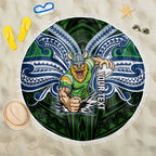 Custom Canberra Raiders Beach Blanket Viking Warrior Polynesia Islander Rugby Mascot