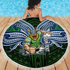 Custom Canberra Raiders Beach Blanket Viking Warrior Polynesia Islander Rugby Mascot