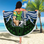 Custom Canberra Raiders Beach Blanket Viking Warrior Polynesia Islander Rugby Mascot