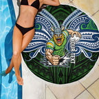Custom Canberra Raiders Beach Blanket Viking Warrior Polynesia Islander Rugby Mascot