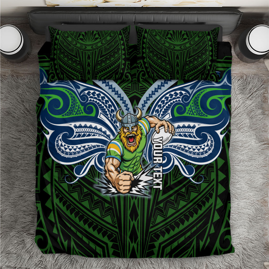 Custom Canberra Raiders Bedding Set Viking Warrior Polynesia Islander Rugby Mascot