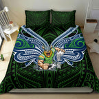 Custom Canberra Raiders Bedding Set Viking Warrior Polynesia Islander Rugby Mascot