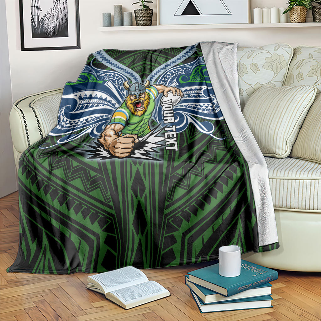 Custom Canberra Raiders Blanket Viking Warrior Polynesia Islander Rugby Mascot