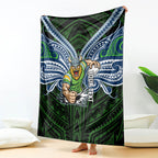 Custom Canberra Raiders Blanket Viking Warrior Polynesia Islander Rugby Mascot