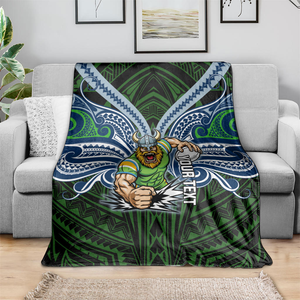 Custom Canberra Raiders Blanket Viking Warrior Polynesia Islander Rugby Mascot