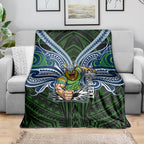 Custom Canberra Raiders Blanket Viking Warrior Polynesia Islander Rugby Mascot