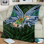 Custom Canberra Raiders Blanket Viking Warrior Polynesia Islander Rugby Mascot