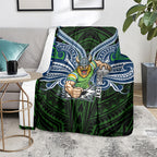 Custom Canberra Raiders Blanket Viking Warrior Polynesia Islander Rugby Mascot