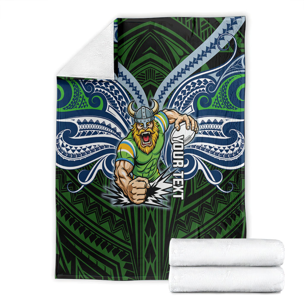 Custom Canberra Raiders Blanket Viking Warrior Polynesia Islander Rugby Mascot
