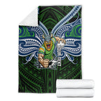 Custom Canberra Raiders Blanket Viking Warrior Polynesia Islander Rugby Mascot
