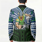 Custom Canberra Raiders Blazer Viking Warrior Polynesia Islander Rugby Mascot