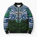 Custom Canberra Raiders Bomber Puffer Jacket Viking Warrior Polynesia Islander Rugby Mascot
