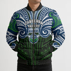 Custom Canberra Raiders Bomber Puffer Jacket Viking Warrior Polynesia Islander Rugby Mascot