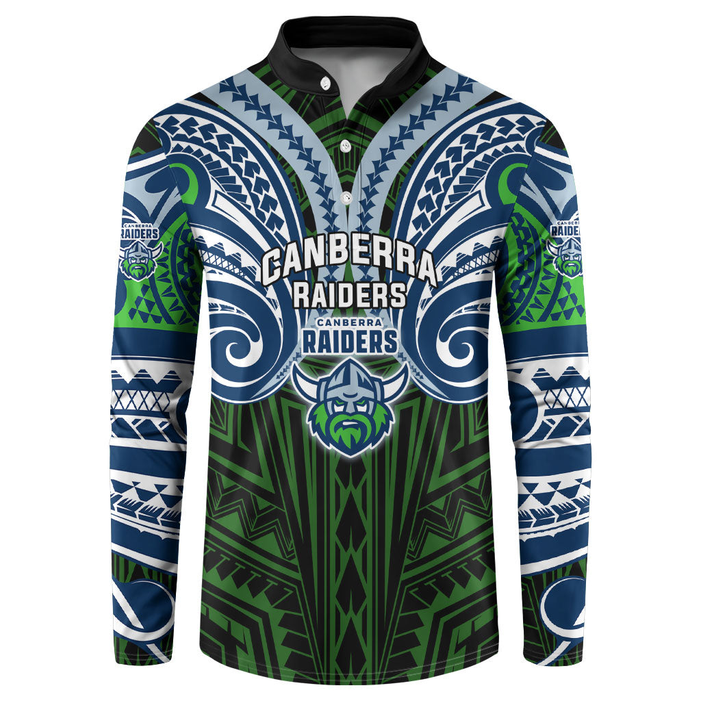 Custom Canberra Raiders Button Sweatshirt Viking Warrior Polynesia Islander Rugby Mascot