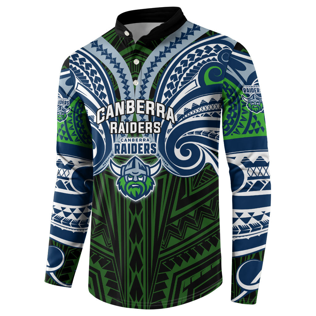 Custom Canberra Raiders Button Sweatshirt Viking Warrior Polynesia Islander Rugby Mascot