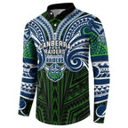 Custom Canberra Raiders Button Sweatshirt Viking Warrior Polynesia Islander Rugby Mascot
