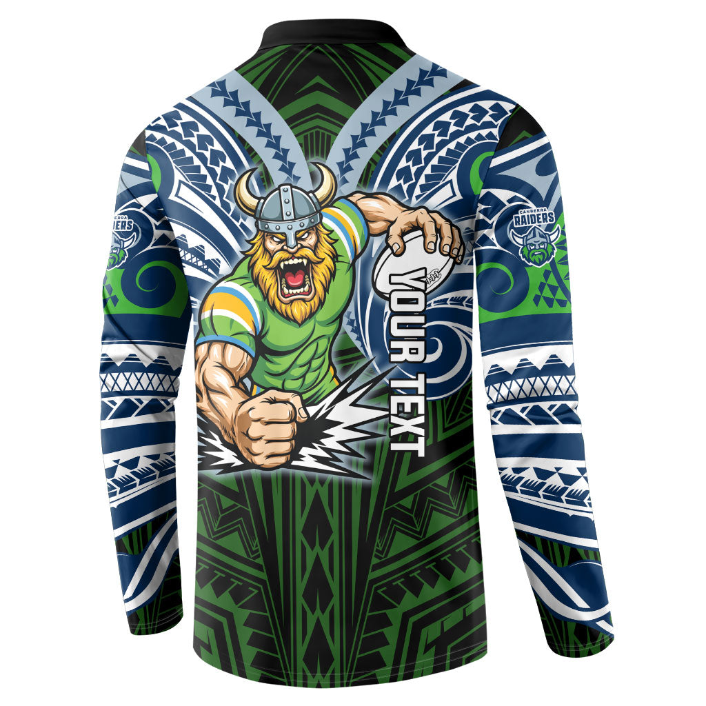 Custom Canberra Raiders Button Sweatshirt Viking Warrior Polynesia Islander Rugby Mascot
