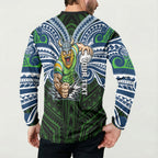 Custom Canberra Raiders Button Sweatshirt Viking Warrior Polynesia Islander Rugby Mascot